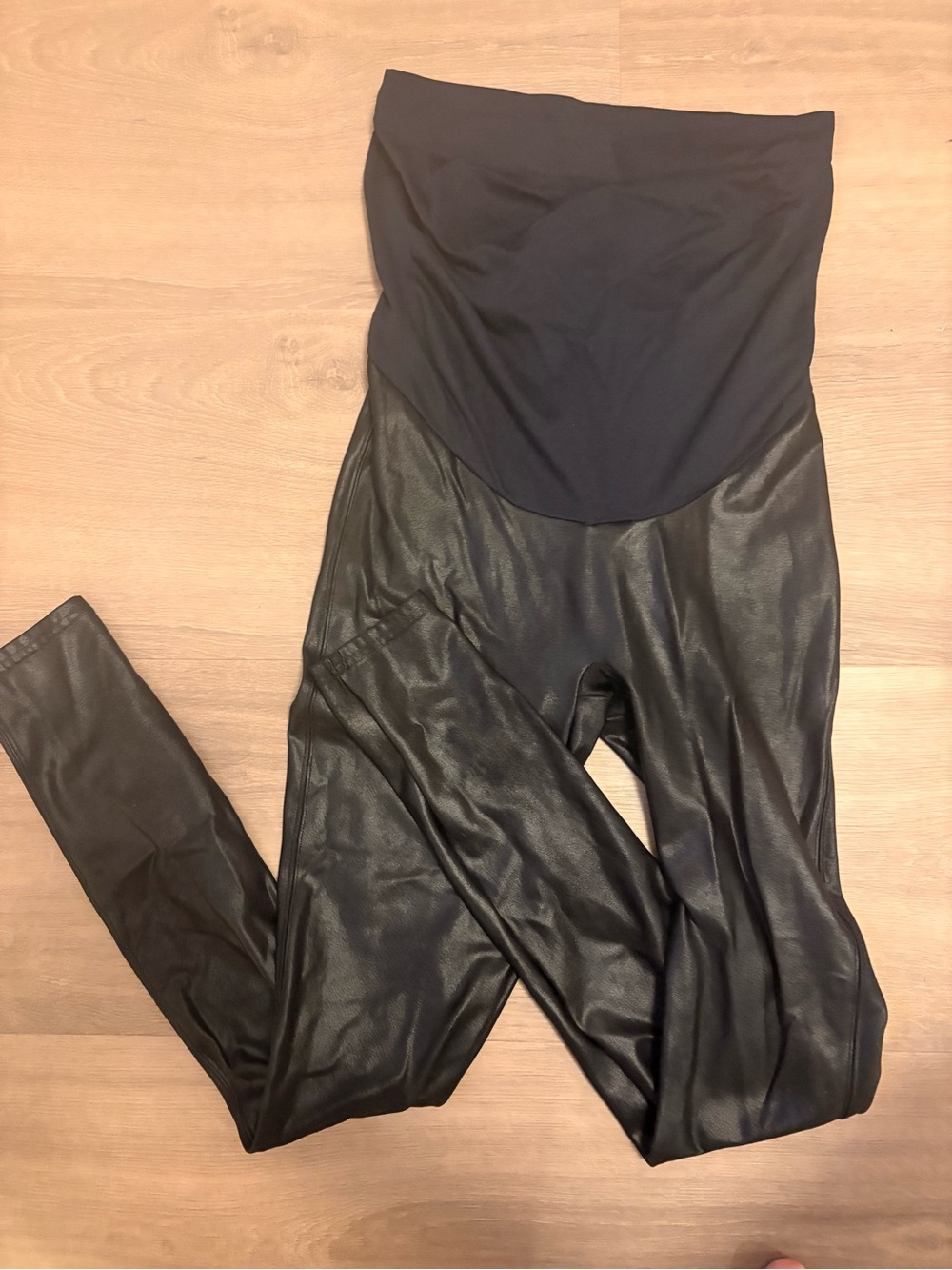 SPANX Faux Leather Maternity Leggings in Black